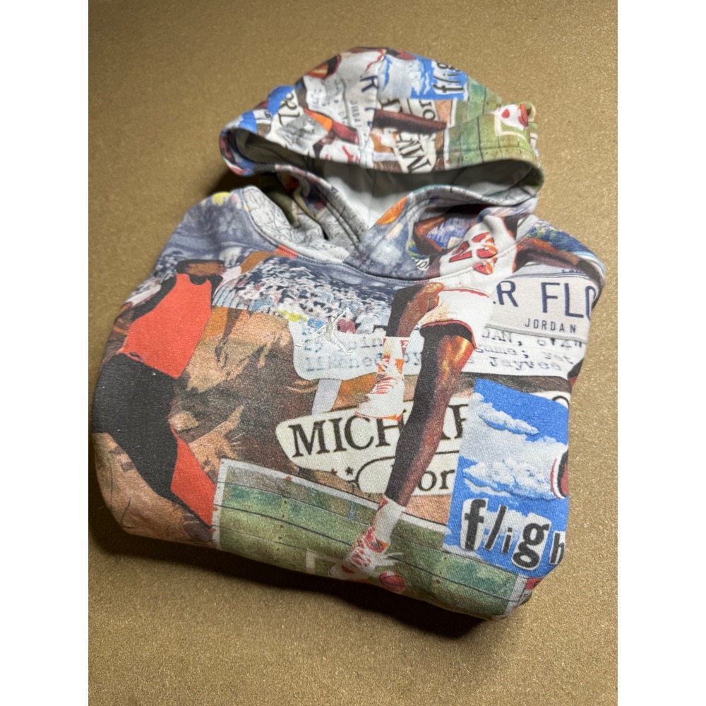 Jordan Kids All Over Print Flight Collage Hoodie Sweatshirt Multi Color Large - Picture 2 of 8